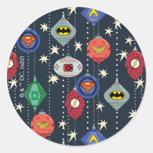 Justice League Holiday Bauble Pattern Runder Aufkleber