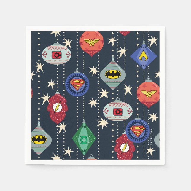 Justice League Holiday Bauble Pattern Serviette (Vorderseite)