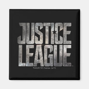 Justice League   Justice League Metallisches Logo Magnet