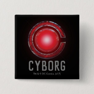 Justice League   Leuchtendes Cyborg-Symbol Button