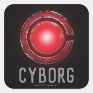 Justice League   Leuchtendes Cyborg-Symbol Quadratischer Aufkleber