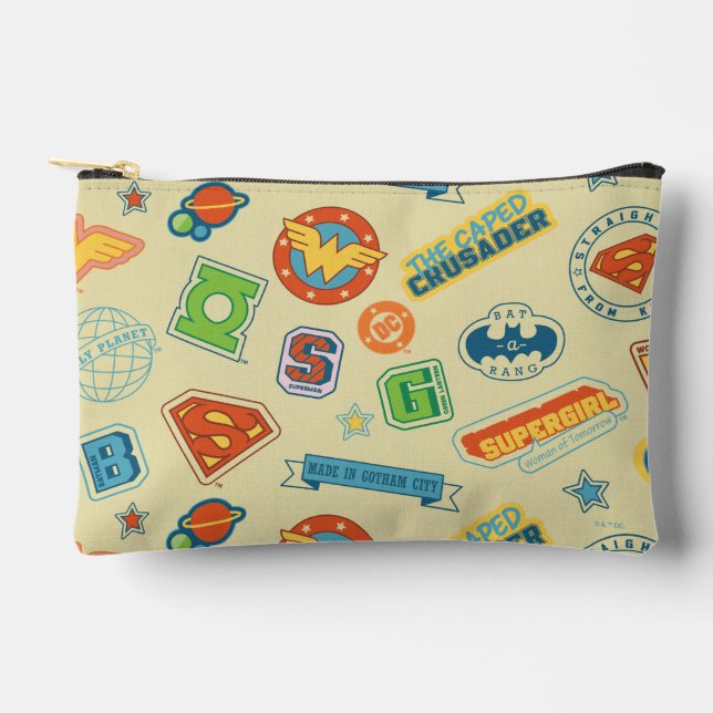 Justice League Super Hero Badge Pattern Zubehörtasche (Vorderseite)