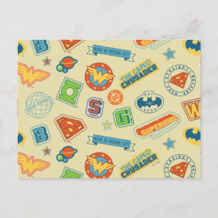 Justice League Superhelden-Abzeichen-Muster Postkarte