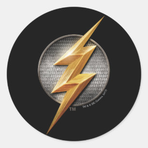 Justice League   The Flash Metallischer Blitzsymbo Runder Aufkleber