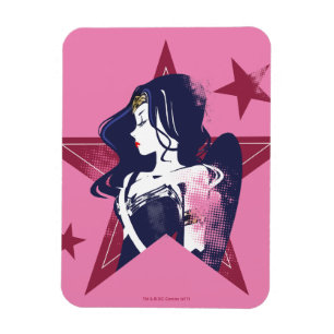 Justice League   Wonder Woman & Sterne Pop Art Magnet