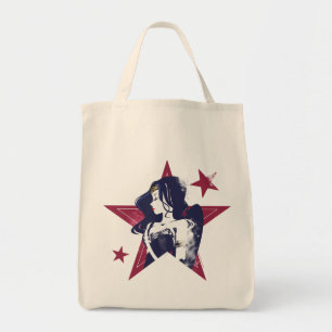 Justice League   Wonder Woman & Sterne Pop Art Tragetasche
