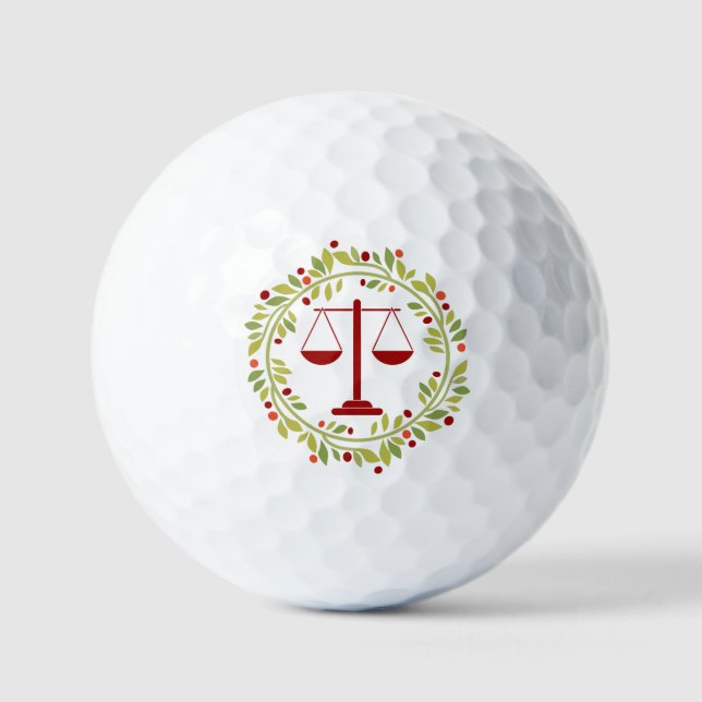 Justice Scale Holly Wreath Weihnachtsfeiertagen Golfball (Vorderseite)