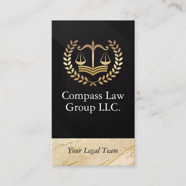 Justice Scales Gold Metallic Logo | Rechtlich Terminkarte (Vorderseite)
