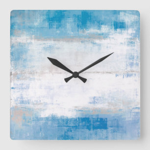 "Justieren Sie" blaue und graue abstrakte Kunst Quadratische Wanduhr