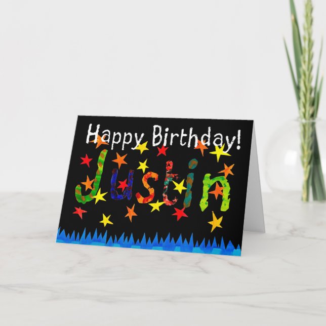 'Justin Birthday Card Karte (Vorderseite)