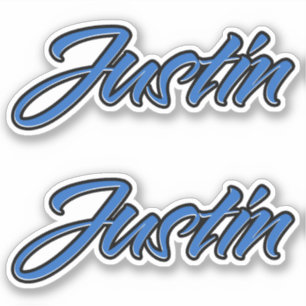 Justin Nom autocollant Stickerset bleu