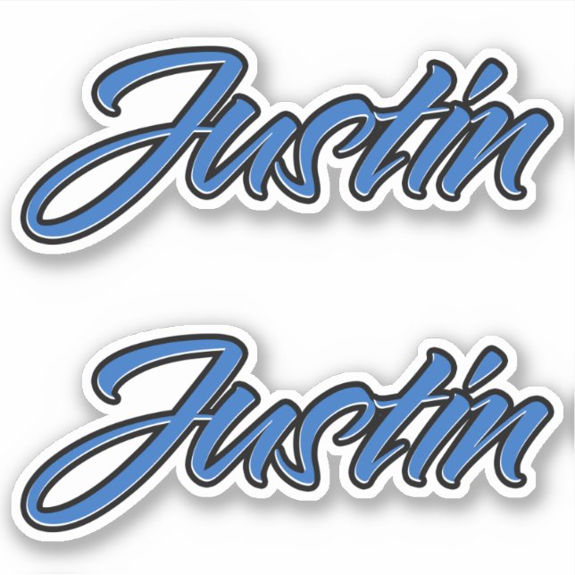 Justin Nom autocollant Stickerset bleu (Devant)