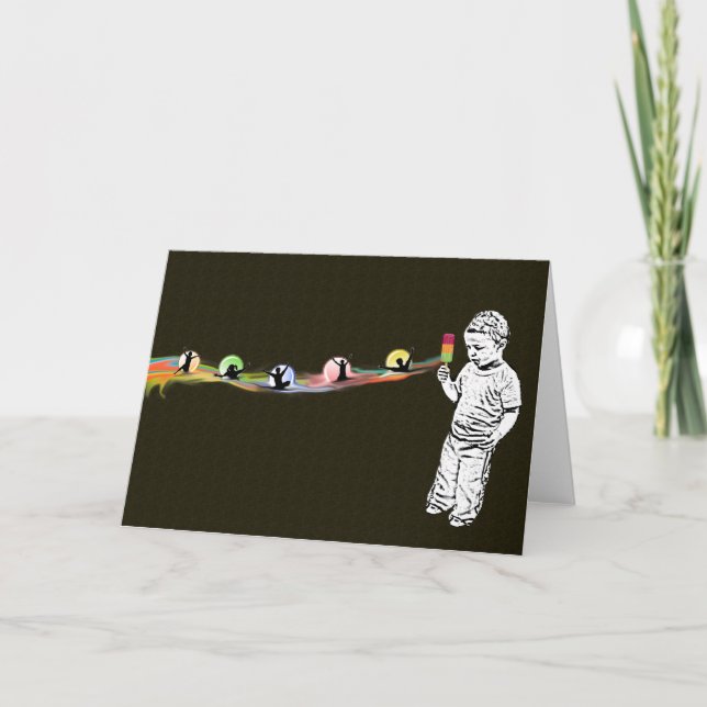Justin Popsicle-Regenbogen-Anmerkungs-Karte Karte (Vorderseite)