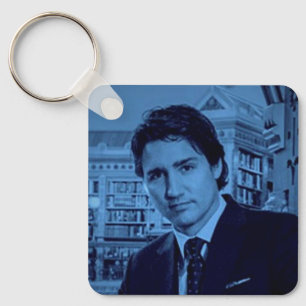 Justin Trudeau Portrait 2014 in blau Schlüsselanhänger