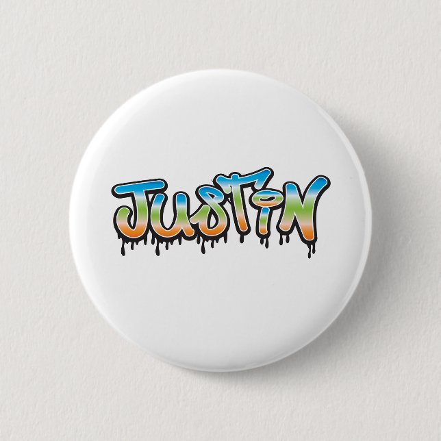 Justin Your Name graffiti Button (Vorderseite)