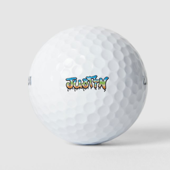 Justin Your Name graffiti Golfball (Vorderseite)
