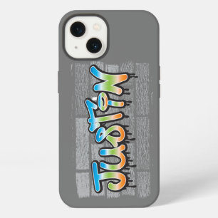 Justin Your Name graffiti Logo Brick Wall Paint iPhone Hülle