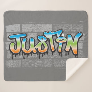 Justin your name graffiti logo Brick Wall Paint Sherpadecke