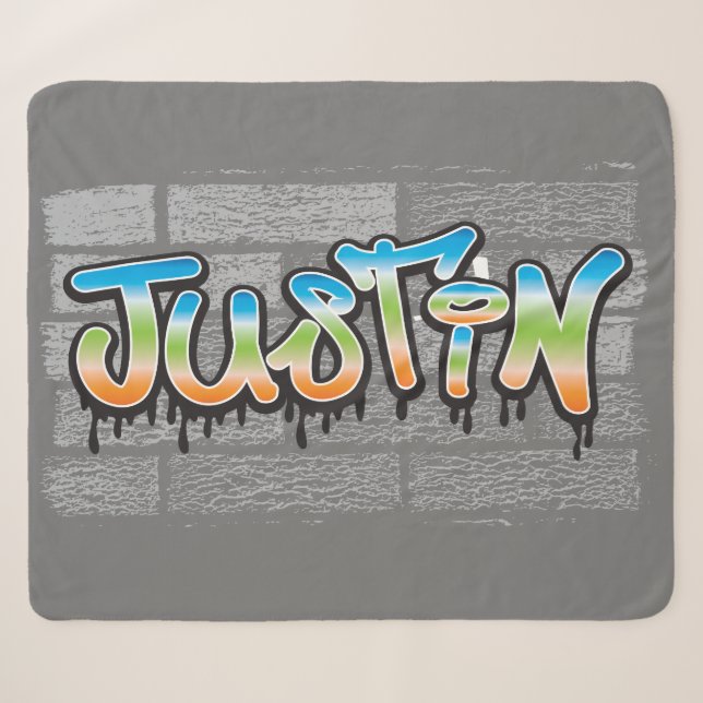 Justin your name graffiti logo Brick Wall Paint Sherpadecke (Vorderseite (Horizontal))