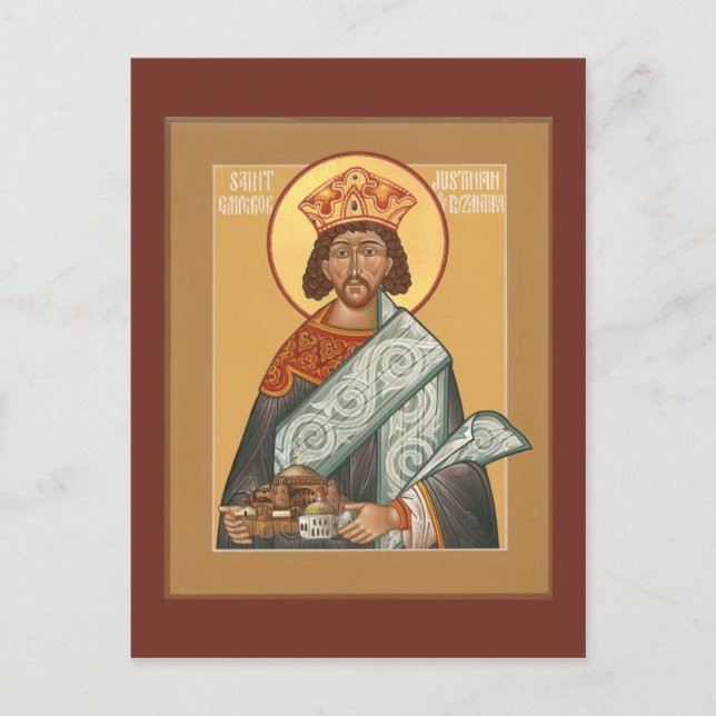 Justinischer Kaiser der Byzantium-Gebetskarte Postkarte (Vorderseite)