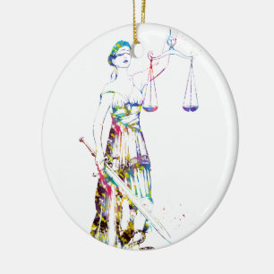 Justitia Keramik Ornament