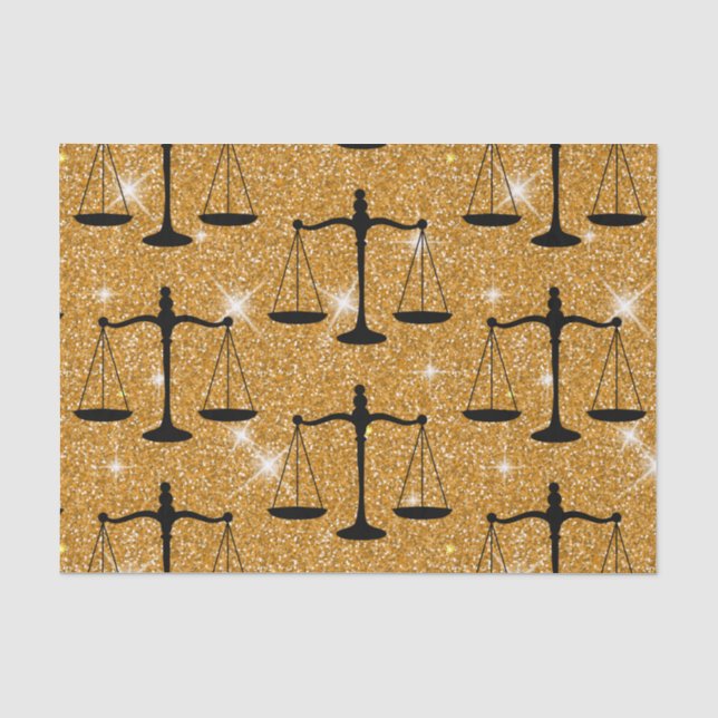 Justitsymbol Balanced Scales Golden Glitzer Seidenpapier (Vorderseite)
