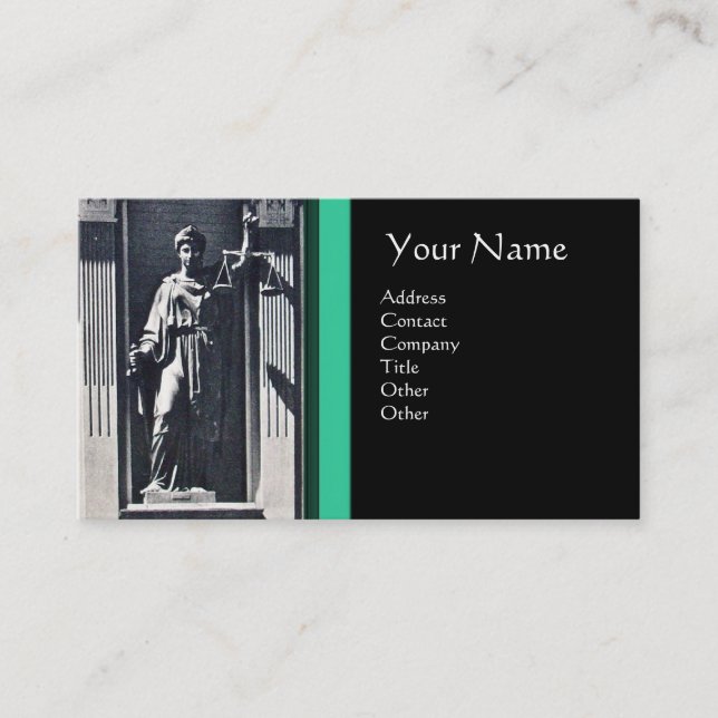 JUSTIZ JUSTIZ, ATTORNEY Green Jade Monogram Visitenkarte (Vorderseite)