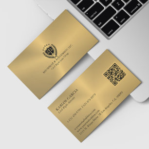 Justiz-Logo Metallic Gold Hintergrund Visitenkarte
