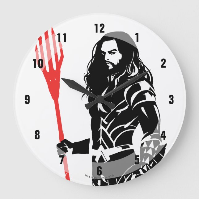 Justizbehörde| Aquaman Pose Noir Pop Art Große Wanduhr (Vorderseite)