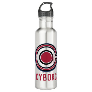 Justizbehörde  Brush & Halftone Cyborg Symbol Edelstahlflasche