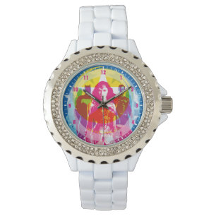 Justizbehörde  Retro Group & Logo Pop Art Armbanduhr