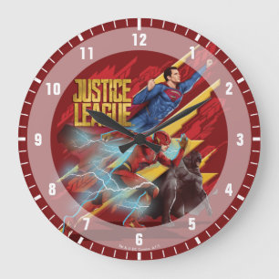 Justizbehörde Superman, Flash & Batman Abzeichen Große Wanduhr