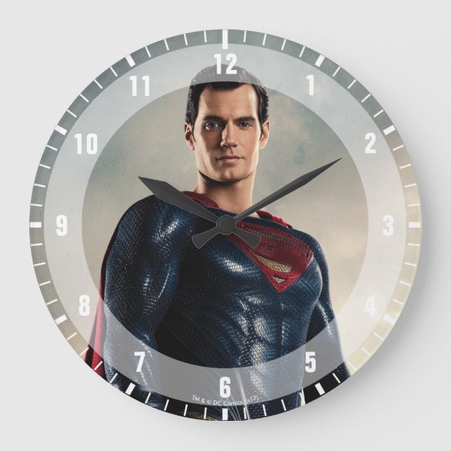 Justizbehörde| Supermann auf Schlachtfeld Große Wanduhr (Vorderseite)