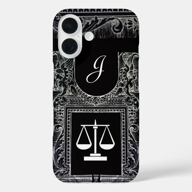 JUSTIZBÜRO,ATTORNEY Monogram Black iPhone 16 Hülle (Rückseite)