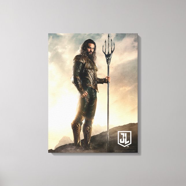 Justizielle Liga | Aquaman auf dem Schlachtfeld Leinwanddruck (Vorderseite)