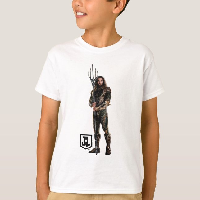 Justizielle Liga | Aquaman auf dem Schlachtfeld T-Shirt (Vorderseite)
