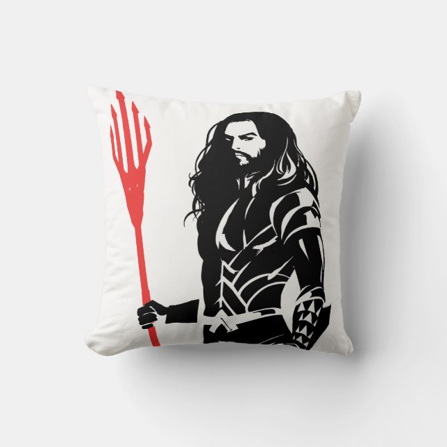 Justizielle Liga | Aquaman Pose Noir Pop Art Kissen (Vorderseite)