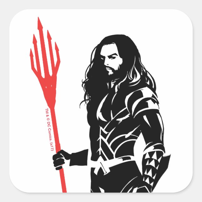 Justizielle Liga | Aquaman Pose Noir Pop Art Quadratischer Aufkleber (Vorderseite)
