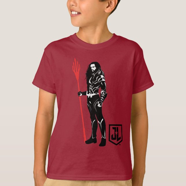Justizielle Liga | Aquaman Pose Noir Pop Art T-Shirt (Vorderseite)