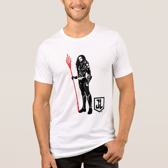 Justizielle Liga | Aquaman Pose Noir Pop Art Tri-Blend Shirt (Vorderseite)