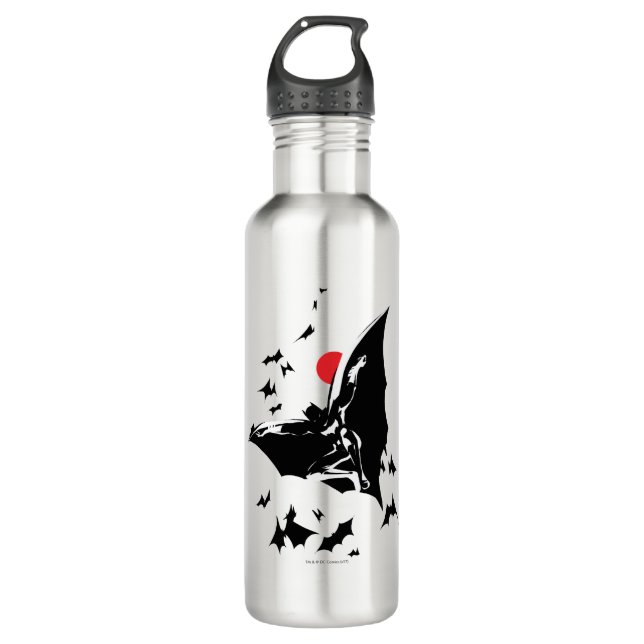 Justizielle Liga | Batman in der Cloud of Bats Pop Edelstahlflasche (Vorderseite)
