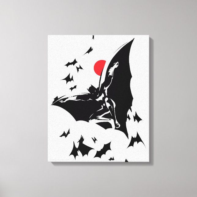Justizielle Liga | Batman in der Cloud of Bats Pop Leinwanddruck (Vorderseite)