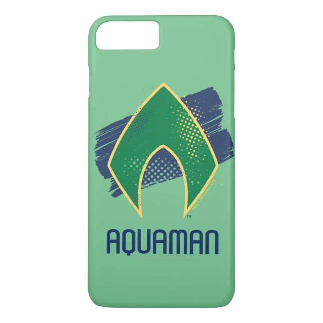 Justizielle Liga | Brush & Halftone Aquaman Symbol Case-Mate iPhone Hülle (Rückseite)