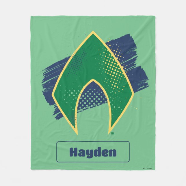 Justizielle Liga | Brush & Halftone Aquaman Symbol Fleecedecke (Vorderseite)