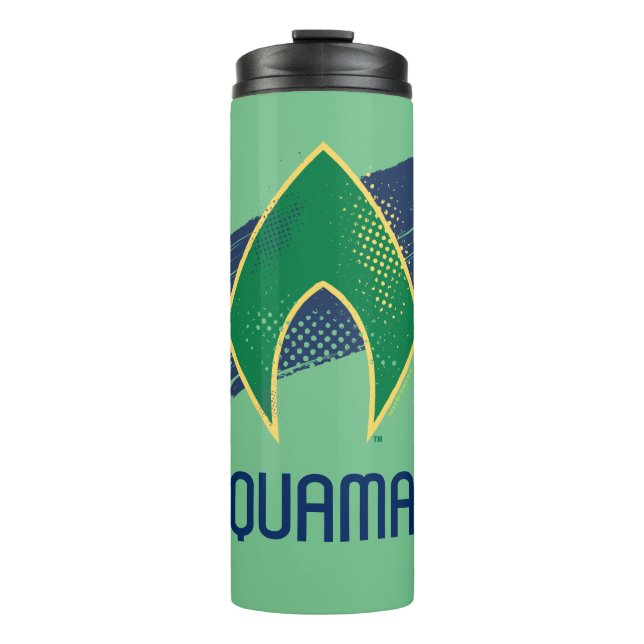 Justizielle Liga | Brush & Halftone Aquaman Symbol Thermosbecher (Vorderseite)