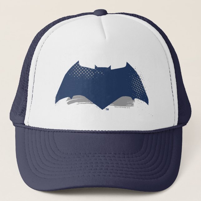 Justizielle Liga | Brush & Halftone Batman Symbol Truckerkappe (Vorderseite)