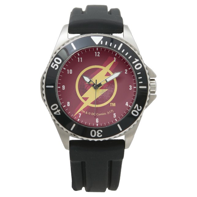 Justizielle Liga | Brush & Halftone Flash Symbol Armbanduhr (Vorderseite)