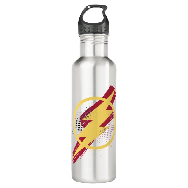 Justizielle Liga | Brush & Halftone Flash Symbol Edelstahlflasche (Vorderseite)