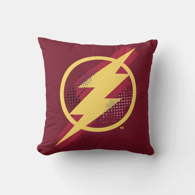 Justizielle Liga | Brush & Halftone Flash Symbol Kissen (Vorderseite)