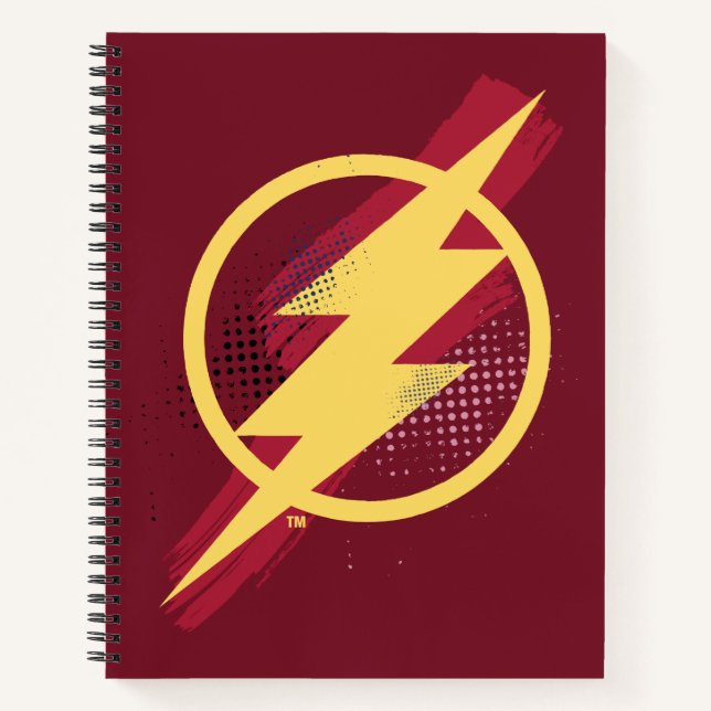 Justizielle Liga | Brush & Halftone Flash Symbol Notizbuch (Vorderseite)